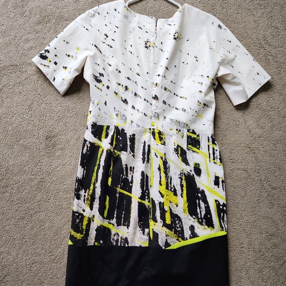 J Mendel dress, size 12, white with black and neon green print - Picture 4 of 5